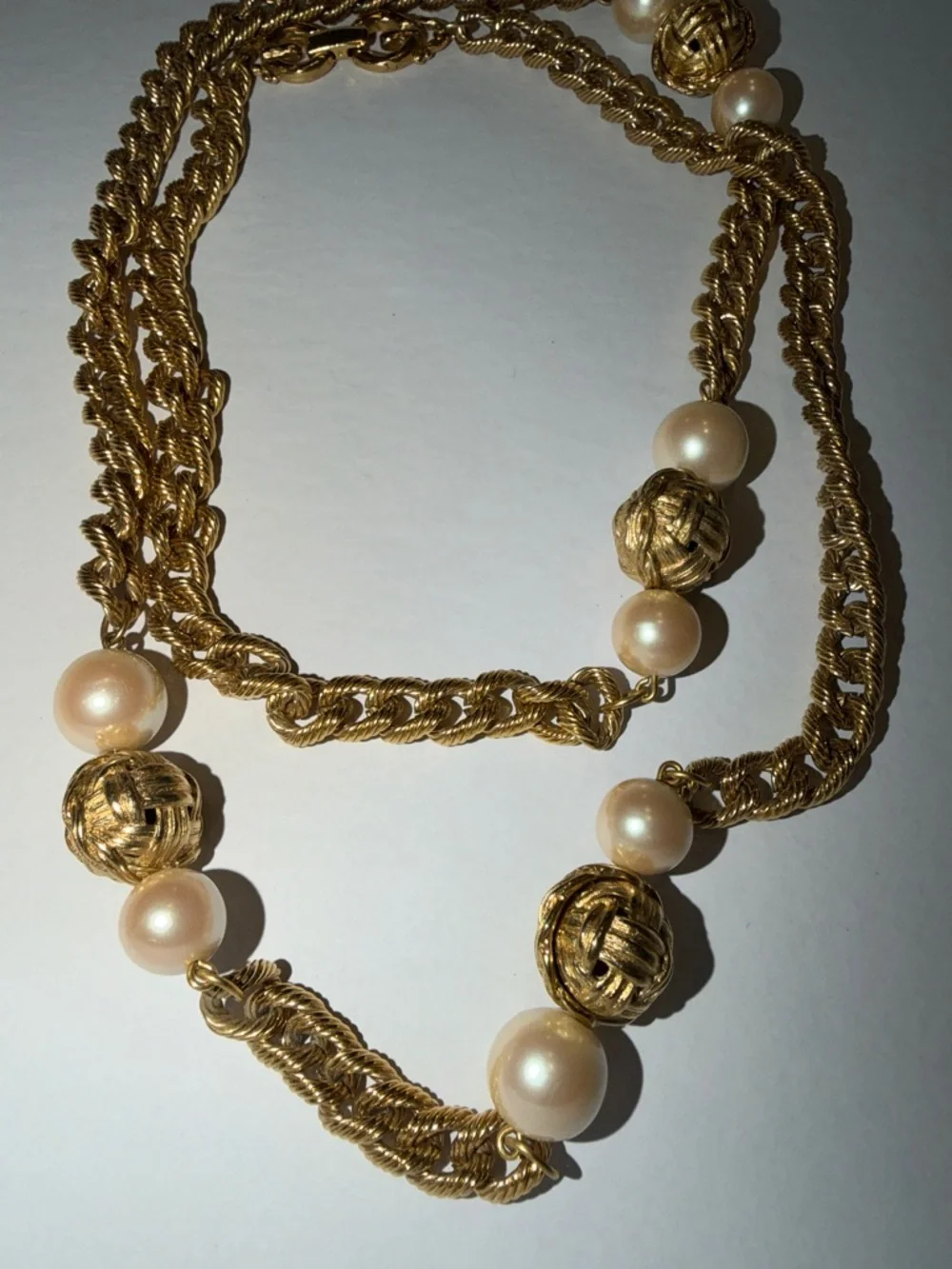 Vintage Givenchy Gold-Tone & Faux Pearl Haute Couture Runway 80’s Long Necklace - Picture 13 of 15